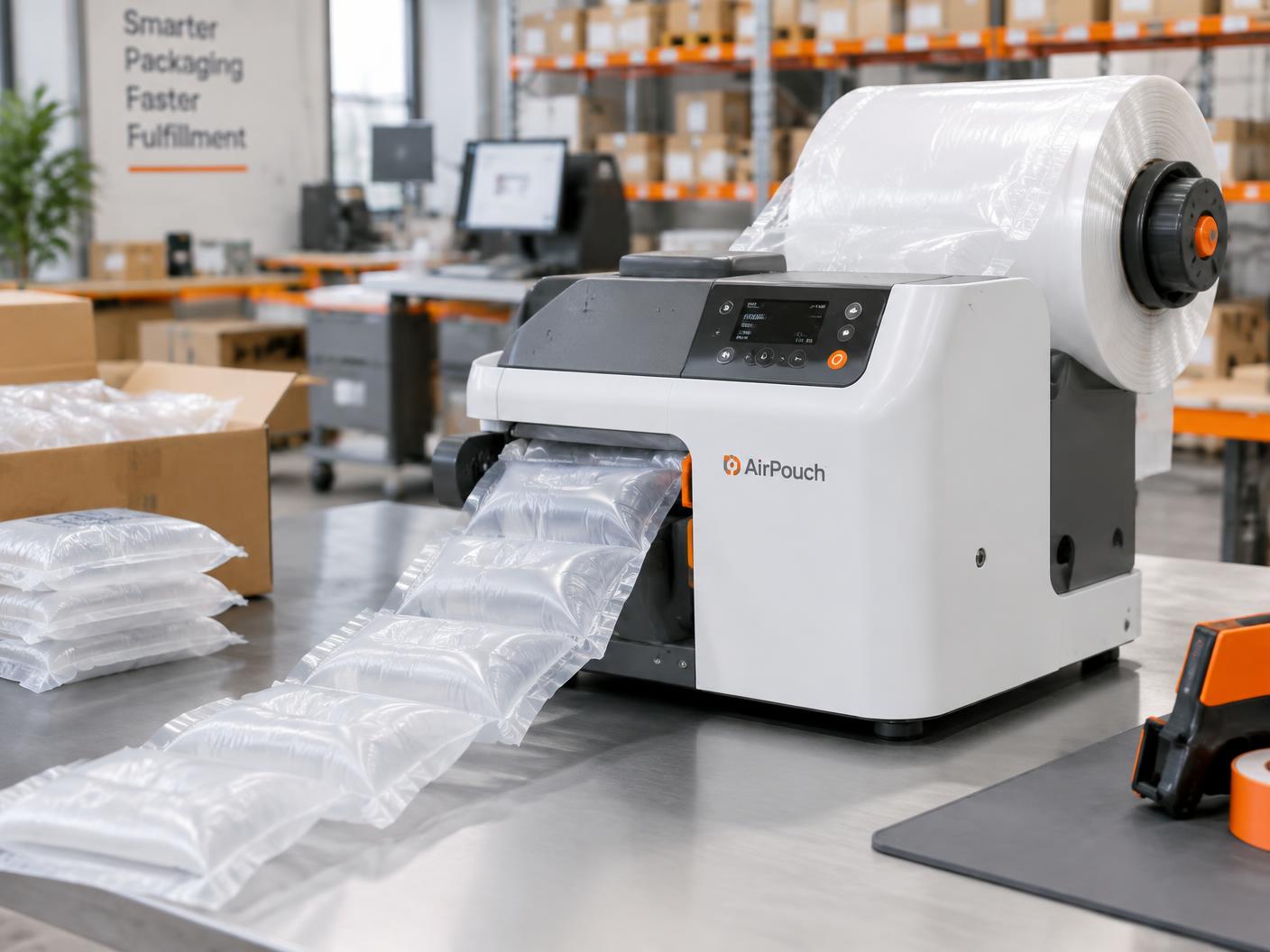 Máquina de enchimento de ar produzindo almofadas de proteção