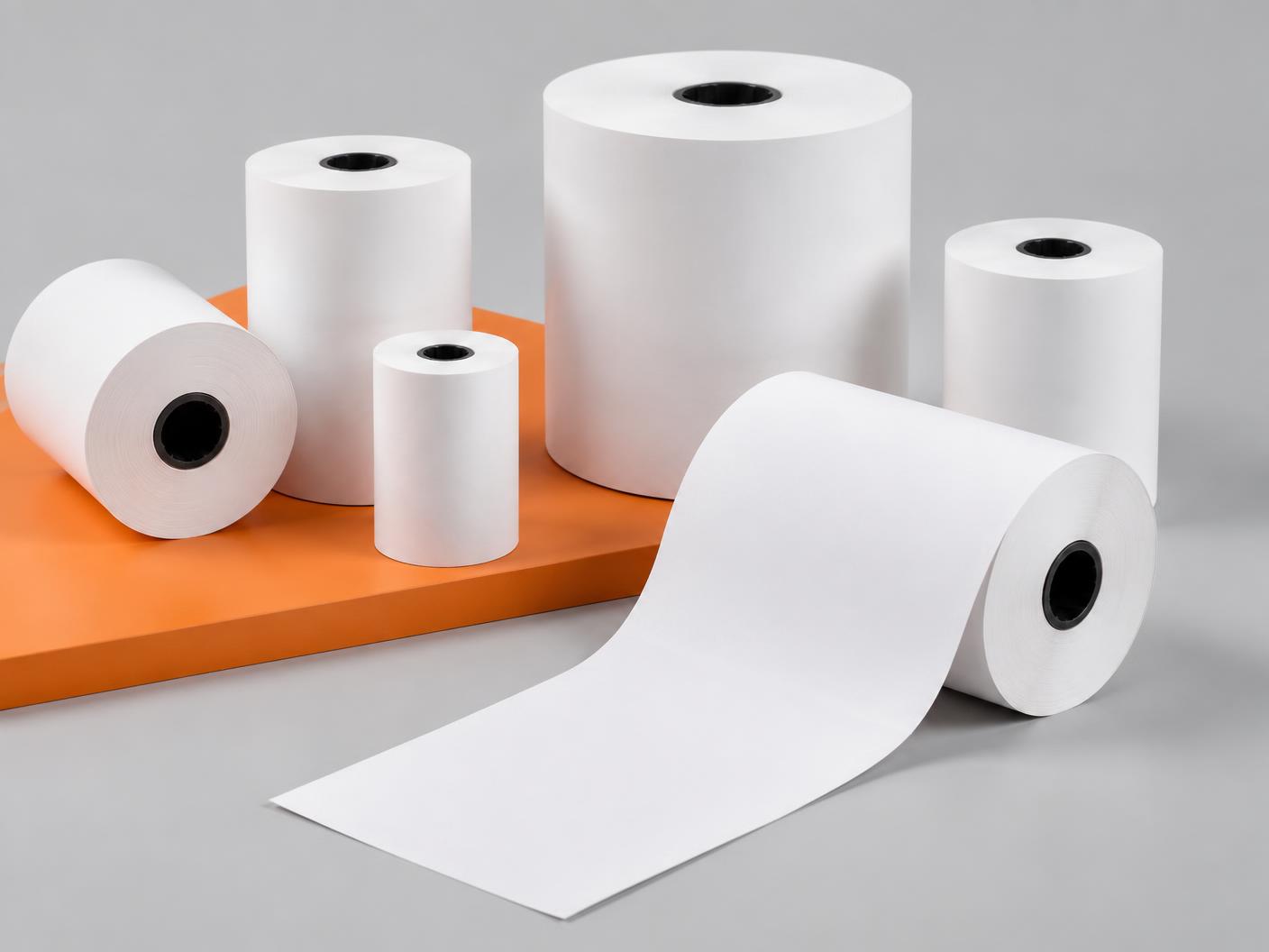 Bobinas de papel térmico em diferentes tamanhos